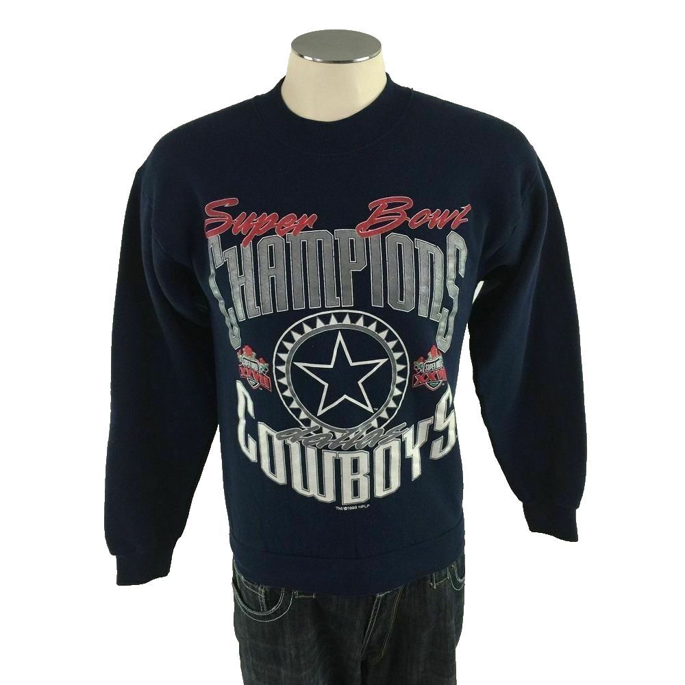 VTG Super Bowl XXVII Dallas Cowboys Buffalo Bills Sweatshirt M 1993 NFL Football